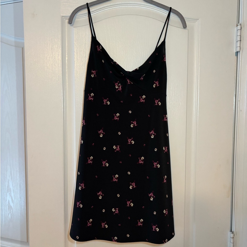 Raffi Black Dress with Pink Floral Design